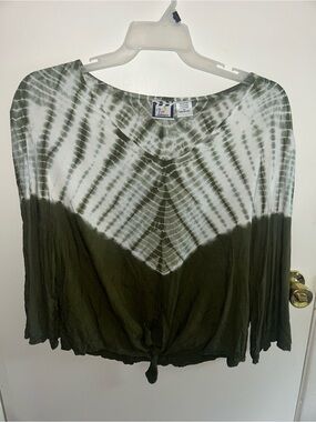 Green Tye Dye Blouse - Front Tie - Take Two Clothing Co. - XL